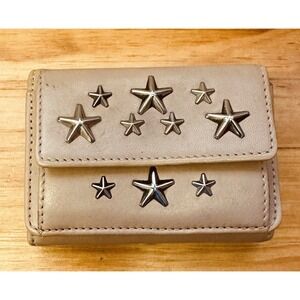 Jimmy Choo‎ Nemo Trifold Wallet With Coin Purse Stars Studs Leather Small Wallet